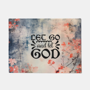 Lass Go und Lass Gott Coral Blue Floral Art Christ Fußmatte