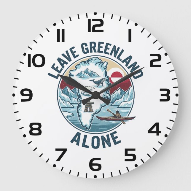 Lass Grönland in Ruhe Große Wanduhr (Vorderseite)