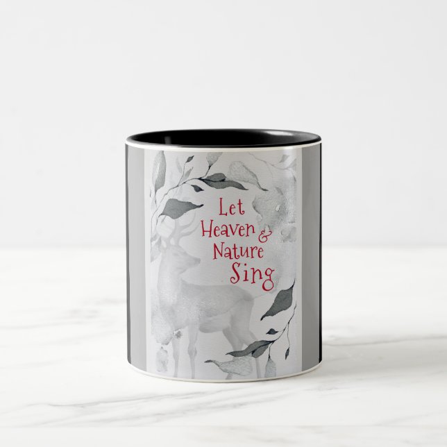 Lass Heaven & Nature Sing, Weihnachtslied Zweifarbige Tasse (Mittel)