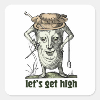 Lass High Humour Vintag Stoner Design V-Nec Quadratischer Aufkleber
