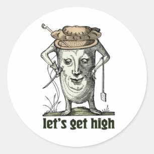 Lass High Humour Vintag Stoner Design V-Nec Runder Aufkleber
