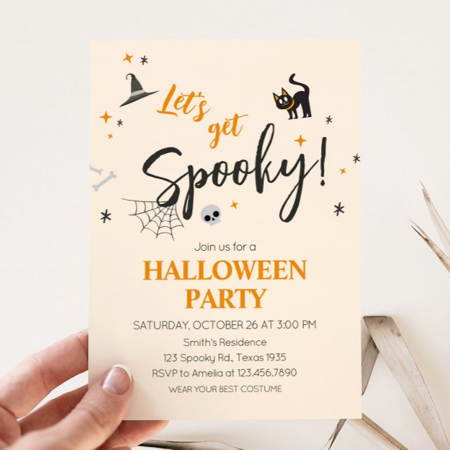 Lass Hooky Cat Halloween-Party Einladung (Cat Lets Get Spooky Halloween Party Invitation )