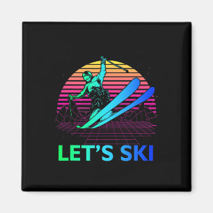 Lass ist Skifarben Vintagen 90er 80er Skifahren Wi Magnet