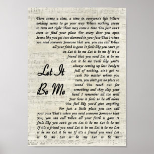 Lass It Be Me Song Lyric Vintages Skript drucken Poster
