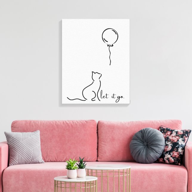 Lass It Go - Minimalistische Cat Leinwand Kunst (Insitu (Wohnzimmer))