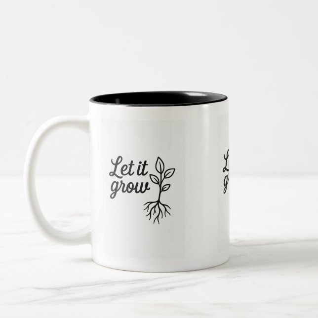 Lass It Grow - Minimalistische Pflanze Lover Zweifarbige Tasse (Links)