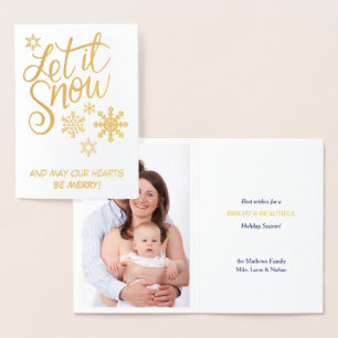Lass It Snowflake Foto Gold Foil Weihnachtskarte Folienkarte