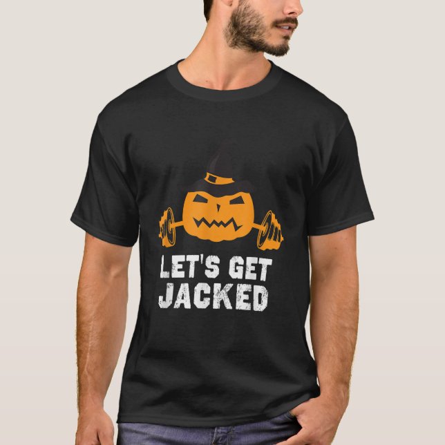 Lass Jacked Gym Weightlift Halloween Pumpki T-Shirt (Vorderseite)
