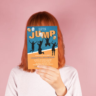 Lass Jump Kinder Trampolin Geburtstagsparty Einladung
