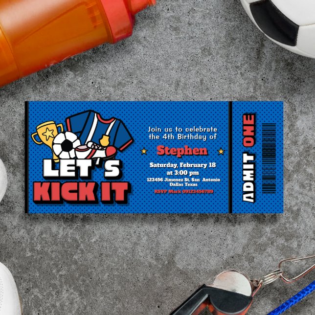 Lass Kick it - Football Soccer Einladung (Lets Kick it - Football Soccer Ticket Invitation)