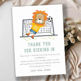 Lass Kick Lion Goalkeeper Soccer Kindergeburtstag Dankeskarte