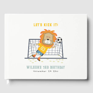 Lass Kick Lion Goalkeeper Soccer Kindergeburtstag Gästebuch