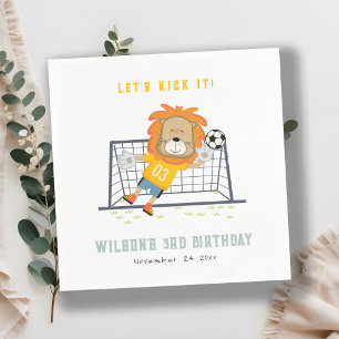 Lass Kick Lion Goalkeeper Soccer Kindergeburtstag Serviette