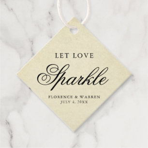 Lass Liebe funkeln Elegante Vintage-Papier-Hochzei Geschenkanhänger