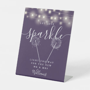 Lass Liebe funkeln Lichterkette Lila Sockelschild