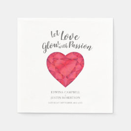 Lass Liebe glühen mit Leidenschaft rubiner Herzens Serviette