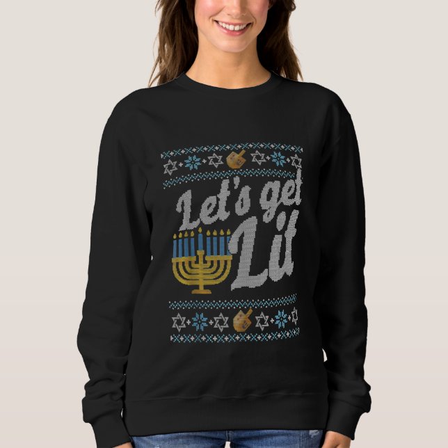 Lass Lit Shirt Ugly Hanukkah Channukah erhalten (Vorderseite)