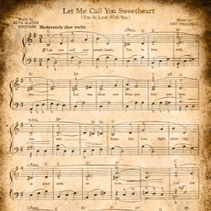 Lass me nennen Sie Sweetheart Sheet Music Valentin Seidenpapier