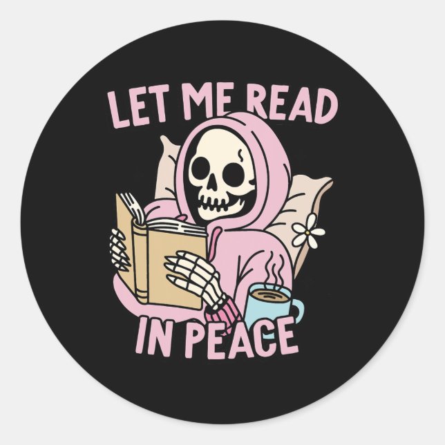Lass Me Read in Peace Funny Ghost Reading Book Hal Runder Aufkleber (Vorderseite)
