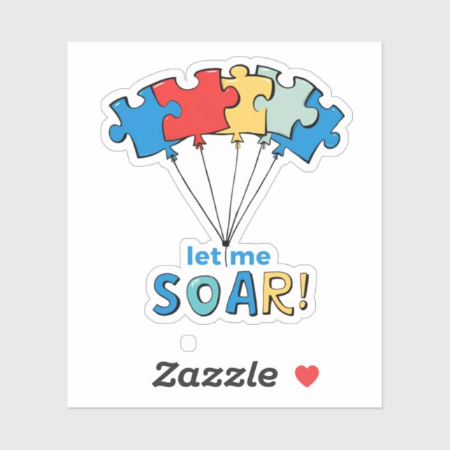 Lass Me Soar - Autismus Awareness Puzzle Ballon Aufkleber (Blatt)