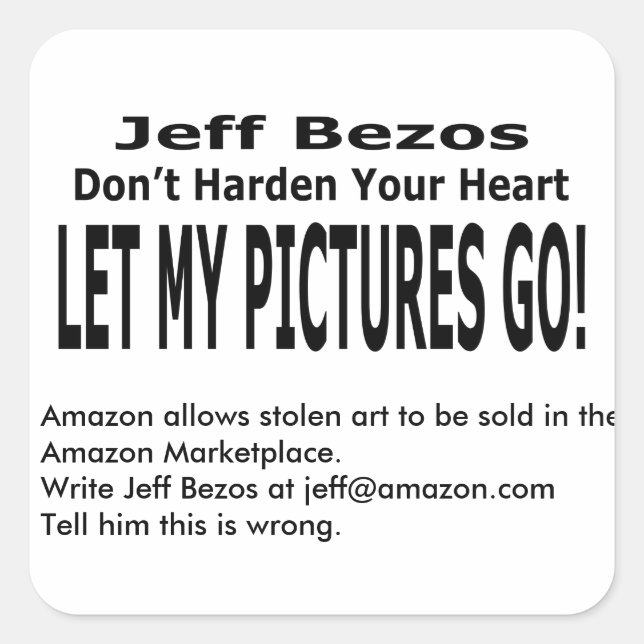 Lass meine Bilder los! Quadratischer Aufkleber (Vorderseite)