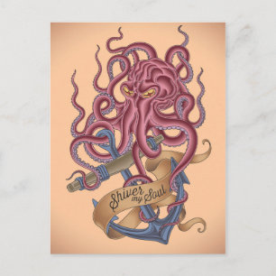 Lass meine Seele erschaudern Tintenfisch-Tattoo Postkarte
