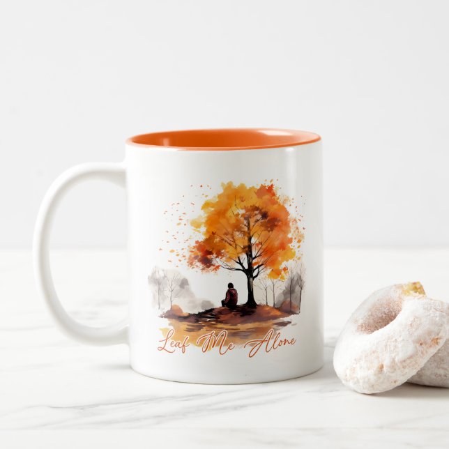 Lass mich allein Herbst  Zweifarbige Tasse (Mit Donut)