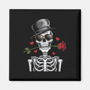 Lass mich dein Valentinstag-Totenkopf und Rosen se Magnet