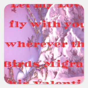 Lass mich mit dir zum Valentinstag fliegen.png Quadratischer Aufkleber