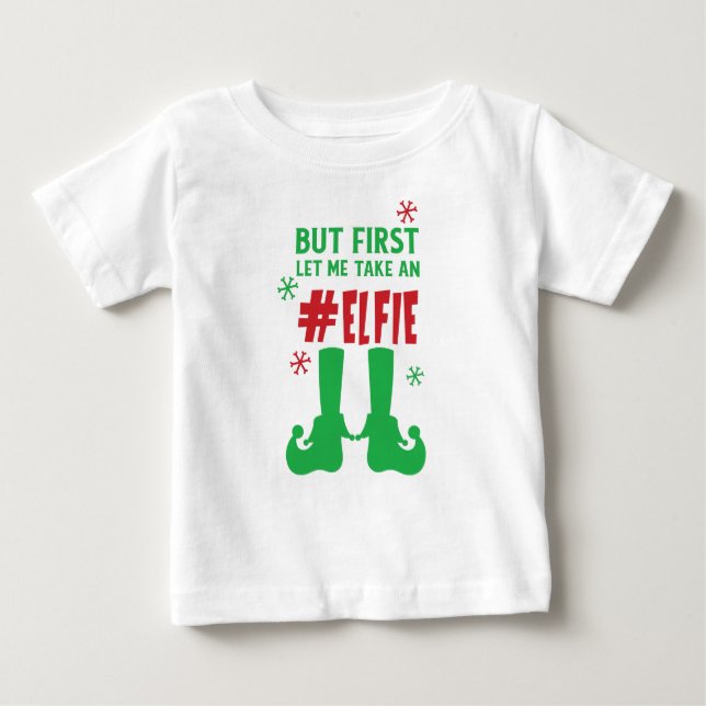 Lass mir Elfie, Elfschuhe, Schnee, Weihnachten. Baby T-shirt (Vorderseite)