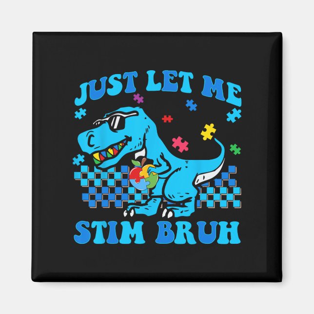 Lass mir Stim Bro Autismus Bewusstsein Dinosaurier Magnet (Vorne)