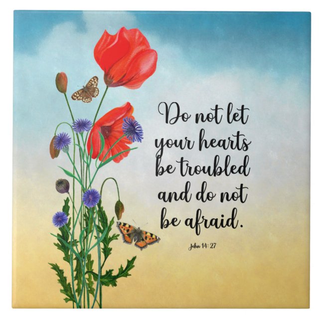 Lass nicht, dass deine Herzen beunruhigt sind Fliese (Vorderseite)