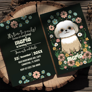 Lass Pawty Dog Welpe Geburtstag Retro Einladung