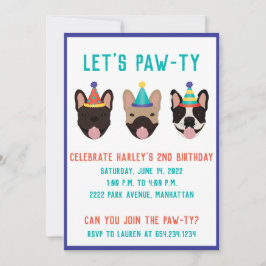 Lass Pawty French Bulldog Party Hats Einladung