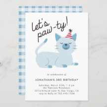 Lass Pawty Niedlich Kitty Cat Blue Birthday Party