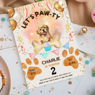 Lass Pawty Puppy Dog Watercolor Geburtstagsparty Einladung