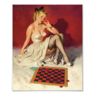 Lass Play a Game - Retro Pinup Girl Fotodruck