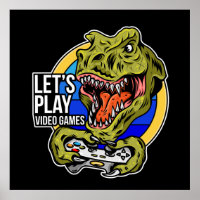 Lass Play Video Games Dinosaur