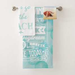 Lass’s go to the BEACH watercolor aquamarin-white  Badhandtuch Set