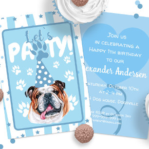 Lass`s pawdog-Illustration blau Geburtstag Einladung