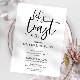 Lass’s Toast Chic Calligrafy Engagement Party Einladung