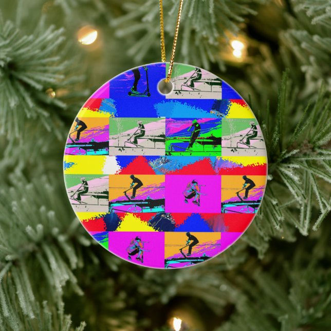 Lass Scoot - Stunt Scooter Rider Keramik Ornament (Baum)