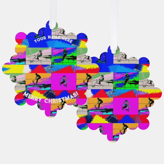 Lass Scoot - Stunt Scooter Rider Ornament Karte (Vorderseite/Rückseite)