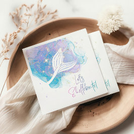 Lass Shellebrate Mermaid Schwanz Watercolor Geburt Serviette