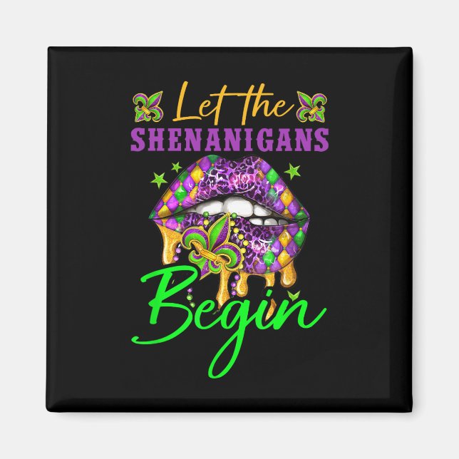 Lass Shenanigans Begin Mardi Gras Y Lips Frauen Magnet (Vorne)