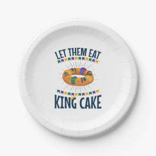 Lass sie essen King Cake Funny Mardi Gras Pappteller