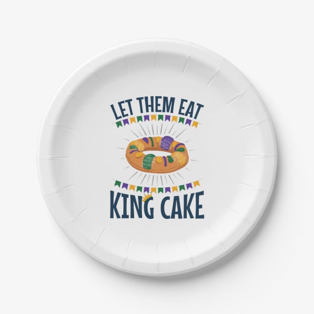 Lass sie essen King Cake Funny Mardi Gras Pappteller (Vorderseite)