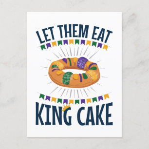 Lass sie essen King Cake Funny Mardi Gras Postkarte