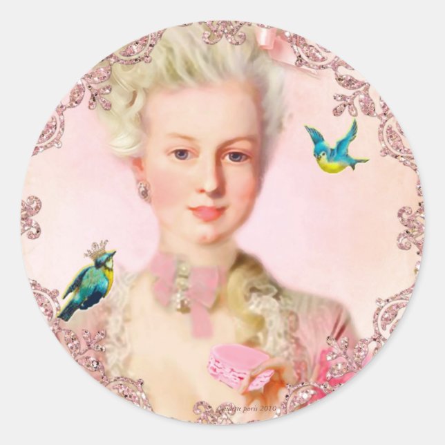 Lass sie Essen Macarons Siegel von Paulette Paris Runder Aufkleber (Vorderseite)