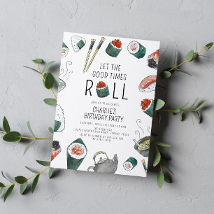 Lass the Good Times Roll Sushi Party Geburtstag Einladung
